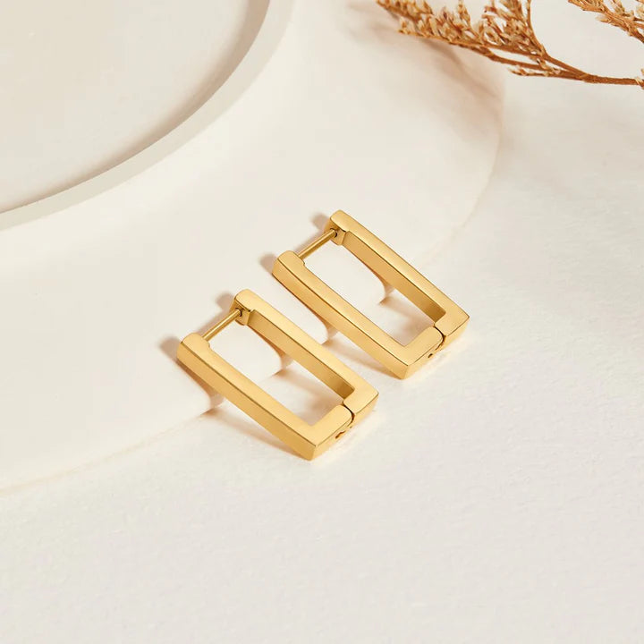 Gold Rectangle Earrings