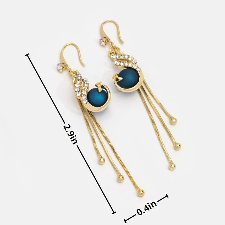 Golden Peacock Drop Earrings