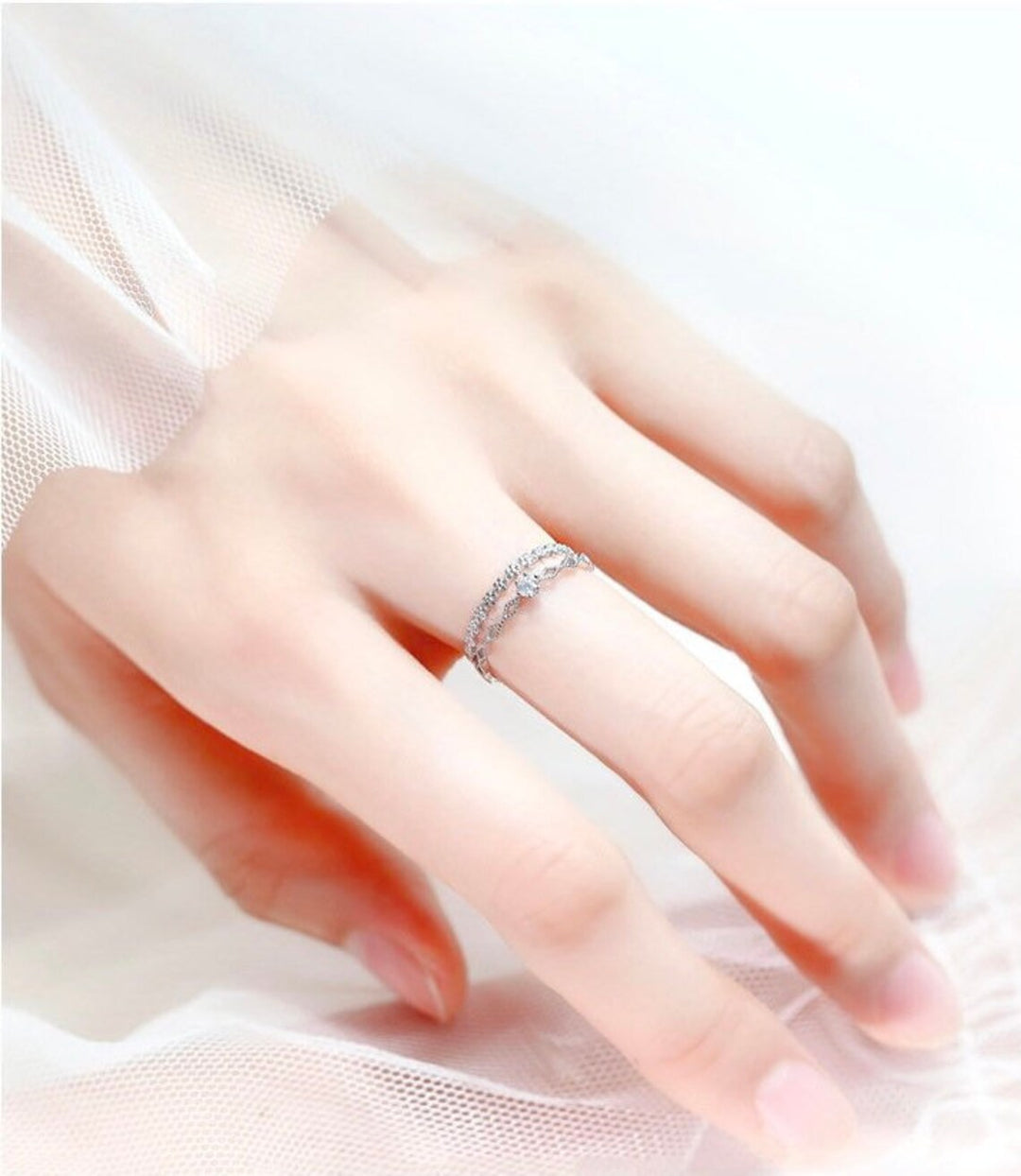 Silver Layered Flower Ring