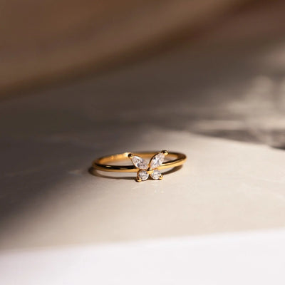 Sweet Full Diamond Butterfly Ring