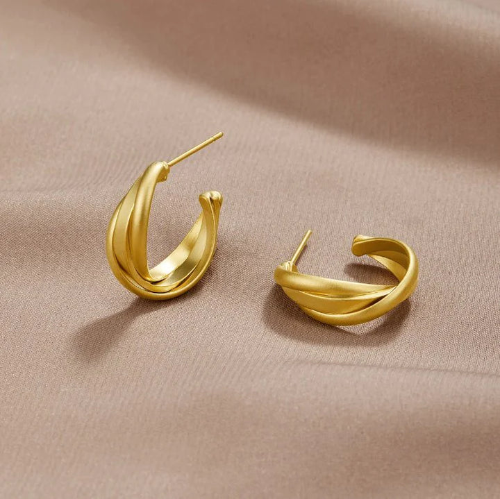 Matte Gold Twist Hoop Earrings