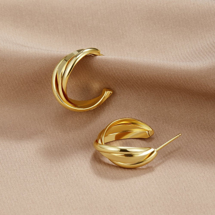 Matte Gold Twist Hoop Earrings