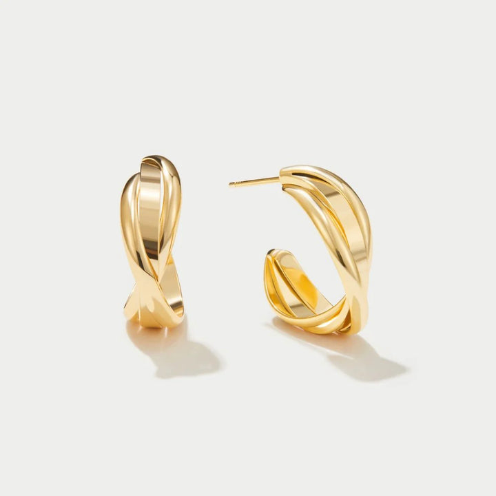 Matte Gold Twist Hoop Earrings