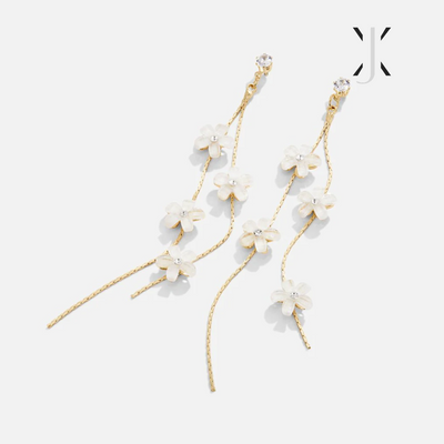 White Blossom Tassel Earrings