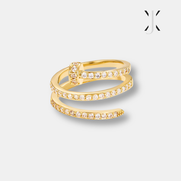 Crystal & Gold Twisted Nail Ring