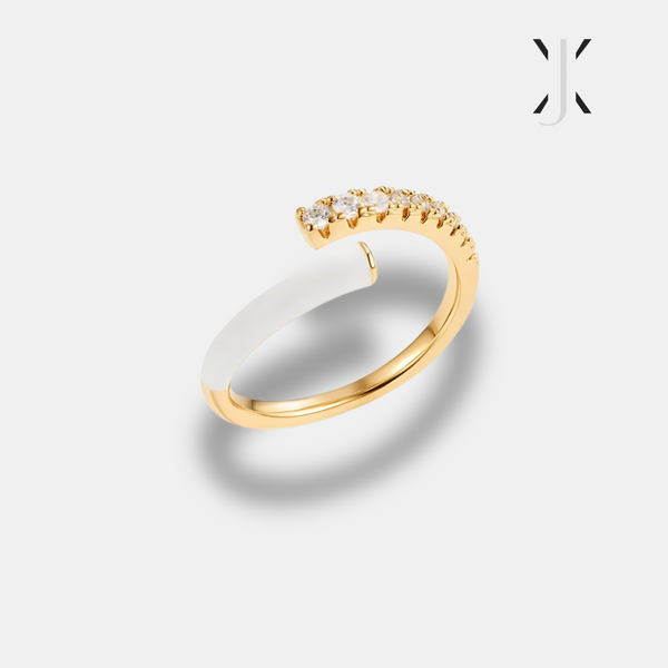 Arya Gold & White Shell Wrap Ring
