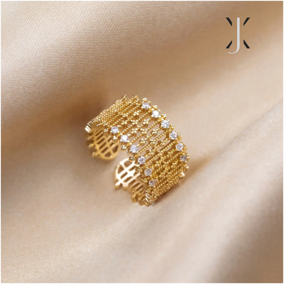 Anillo de malla de cristal dorado Sabrina