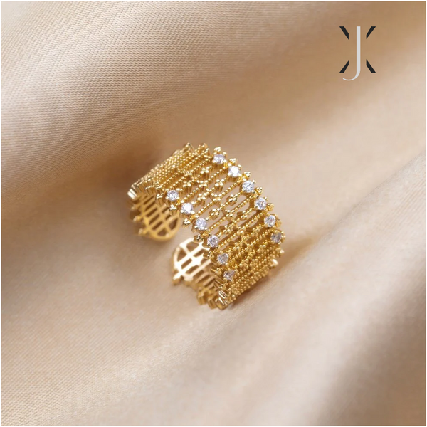 Sabrina Gold Crystal Mesh Ring