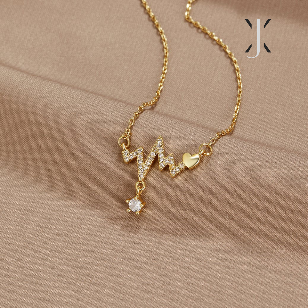 14K Gold Heartbeat Necklace