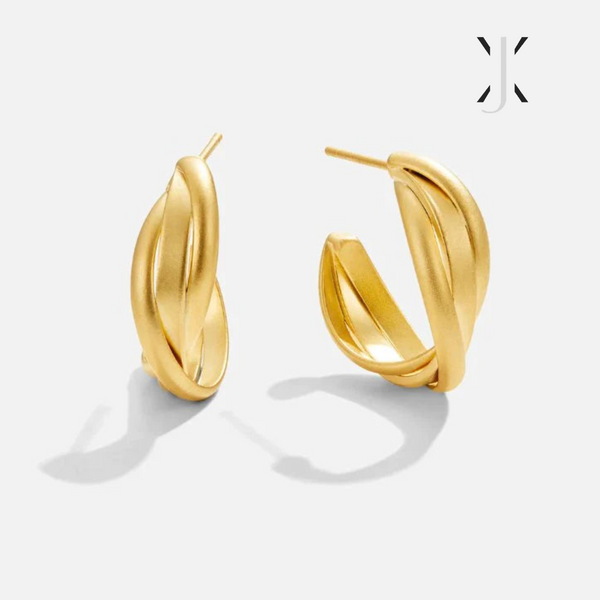 Matte Gold Twist Hoop Earrings