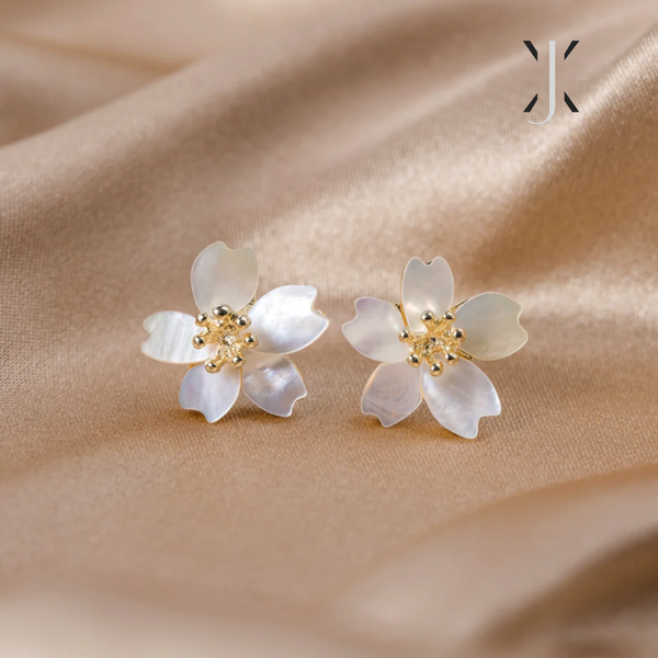 Dahlia Shell Flower Earrings