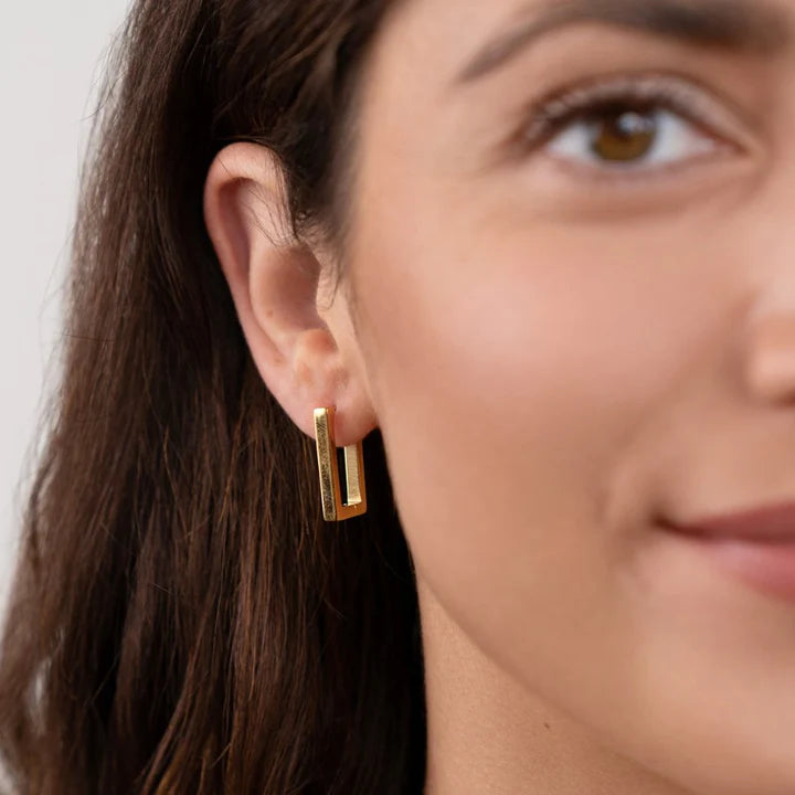 Gold Rectangle Earrings