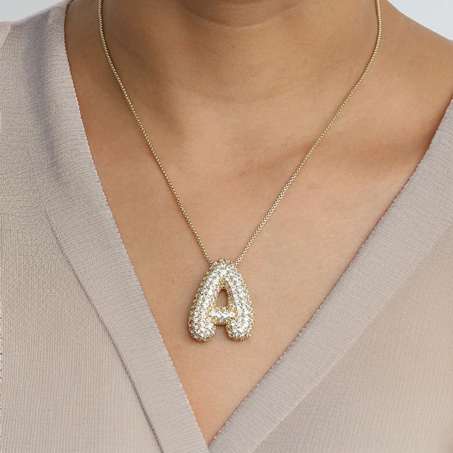 BUBBLE INITIAL DIAMOND NECKLACE