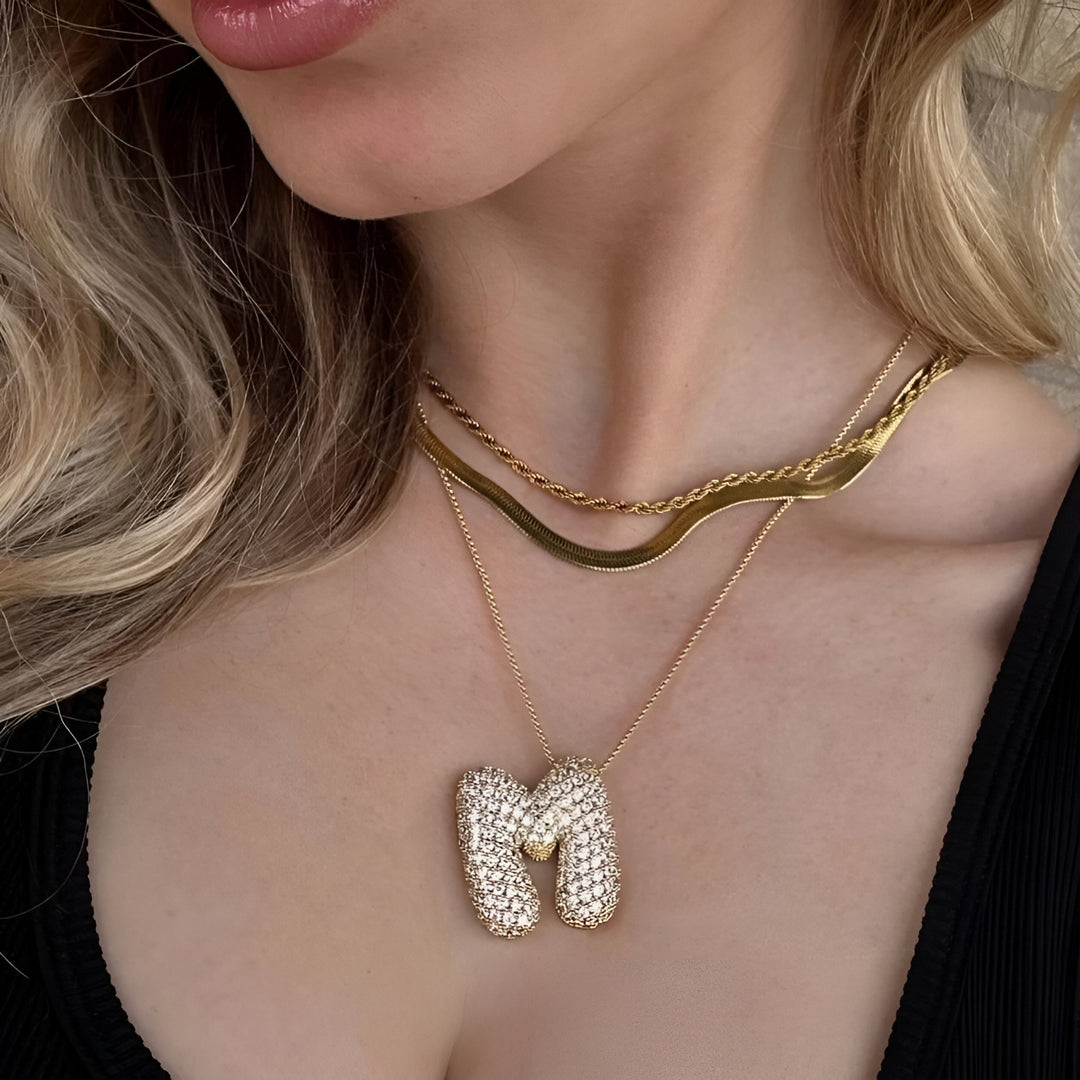 BUBBLE INITIAL DIAMOND NECKLACE