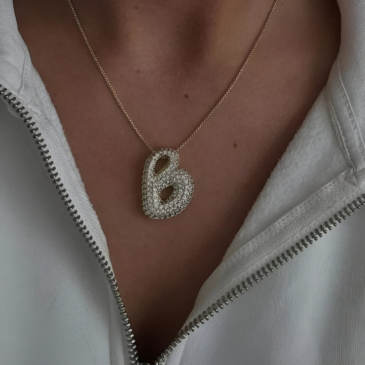 BUBBLE INITIAL DIAMOND NECKLACE