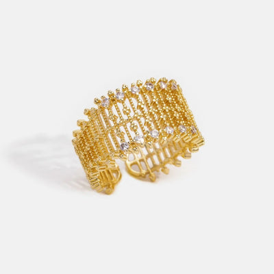 Anillo de malla de cristal dorado Sabrina