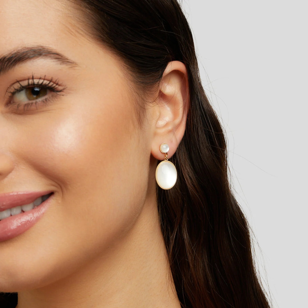 White Stone Drop Earrings