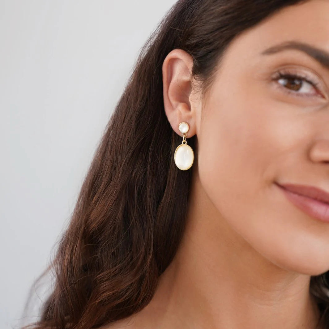 White Stone Drop Earrings