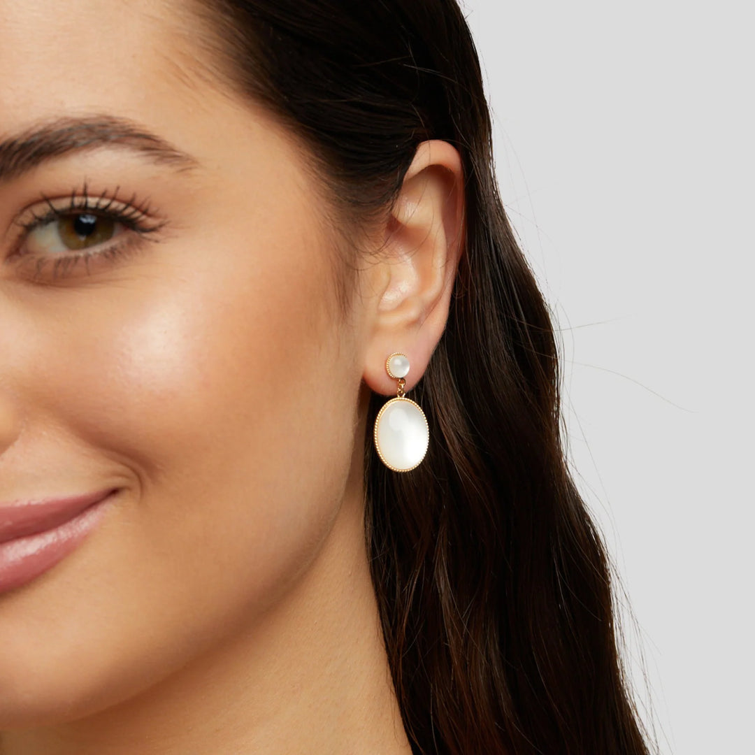 White Stone Drop Earrings