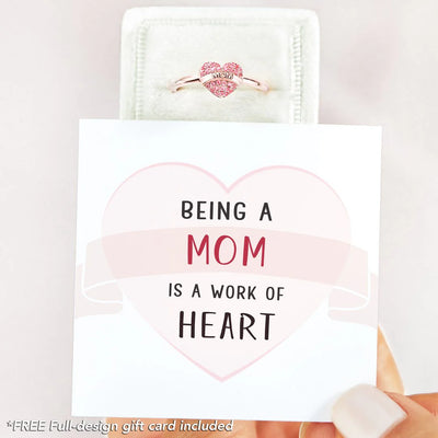 Pavé MOM Heart Ring